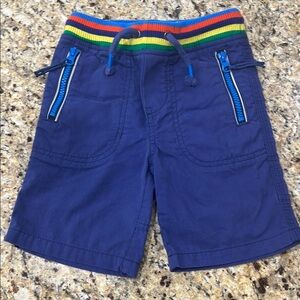 Mini Boden Blue Shorts with Rainbow Waistband
